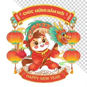 Linh Vật Ngựa Tết Nguyên Đán Dễ Thương - Hình Minh Họa PNG Chất Lượng Cao