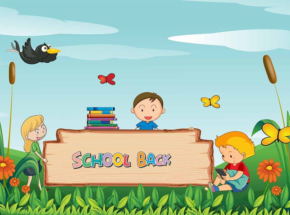 Background bé đi học file vector mẫu CR264