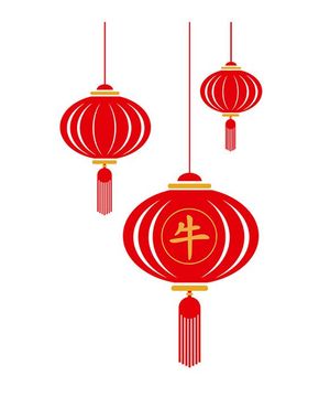 Bộ sưu tập đèn lồng màu đỏ file vector mẫu CR503