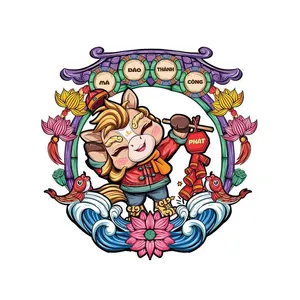 Linh Vật Ngựa Tết Nguyên Đán Dễ Thương - Minh Họa Vector EPS