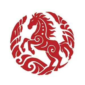 Logo Ngựa Đỏ Minh Họa Phong Cách Á Đông - File Vector EPS