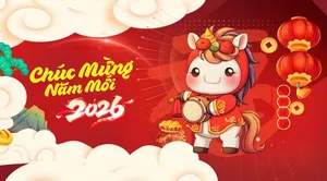 Banner Tết 2026 Chú Ngựa Dễ Thương - File CDR Vector Sắc Nét