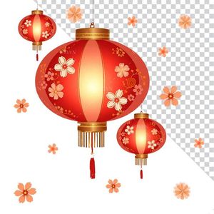 Hình ảnh đèn lồng hình tròn màu đỏ file PNG mẫu CR554