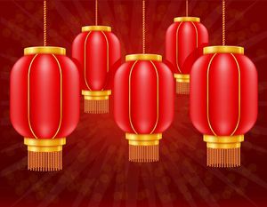 Đèn lồng màu đỏ trang trí lễ hội tết file vector mẫu CR309