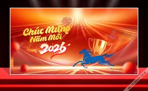 Backdrop Chúc Mừng Năm Mới 2026 - Thiết Kế Tết Đỏ Rực Rỡ