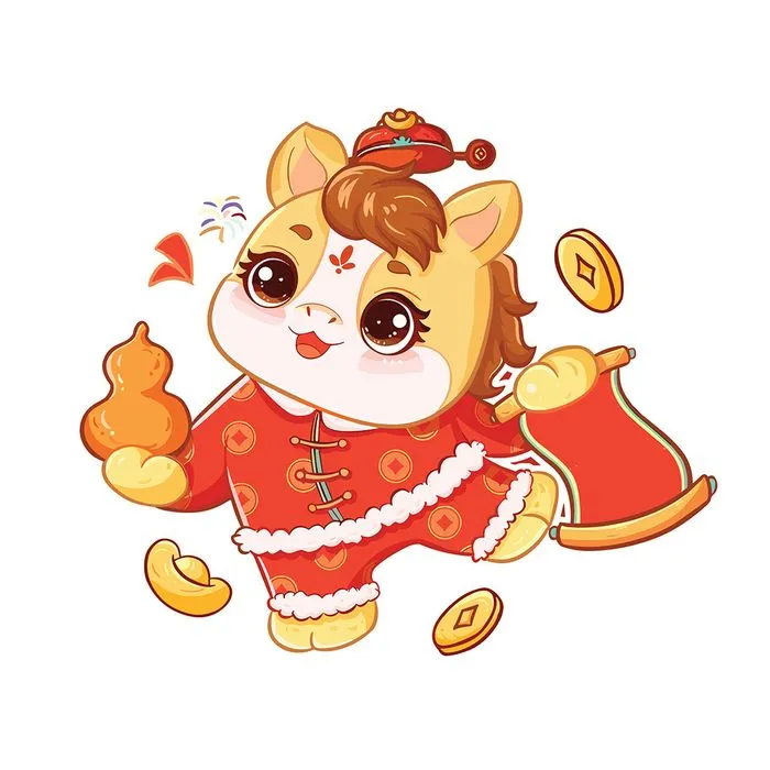 Linh Vật Ngựa Tết 2026 Chibi Dễ Thương - Hình Minh Họa Vector EPS