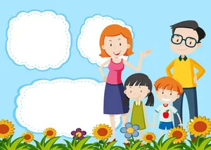Background gia đình đi học file vector mẫu KS151