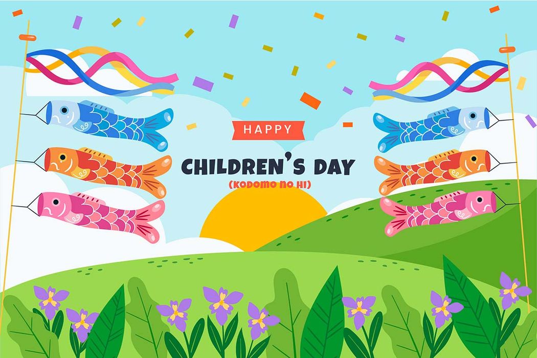 Banner trẻ em cùng nhau vui chơi thả diều file vector mẫu CR1270