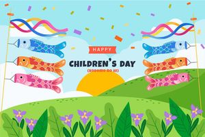 Banner trẻ em cùng nhau vui chơi thả diều file vector mẫu CR1270