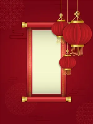 Hình Nền Tết Nguyên Đán Đỏ May Mắn - Câu Đối & Lồng Đèn Vector EPS