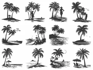 Bộ sưu tập cây dừa file vector mẫu KS649
