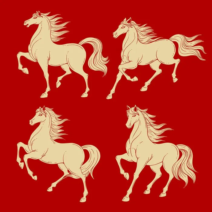 Hình Minh Họa Ngựa Tết Nguyên Đán Dạng Vector