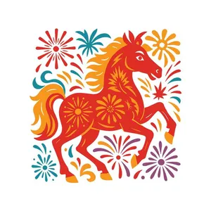 Linh Vật Ngựa Tết Nguyên Đán - Hình Minh Họa Vector EPS Độc Đáo