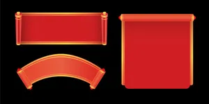 Bộ 3 Cuộn Giấy Đỏ Tết - Câu Đối Vector EPS Chất Lượng Cao