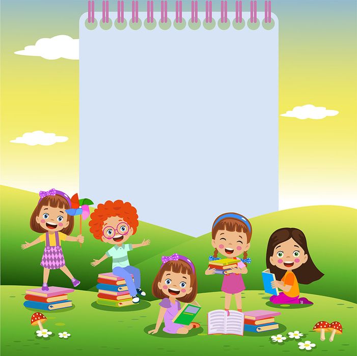 Background bé cùng nhau học tập file vector mẫu CR268