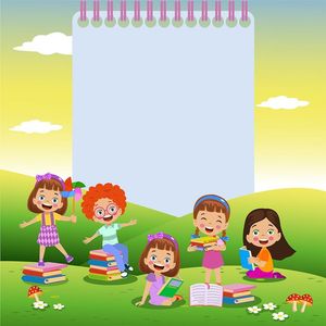 Background bé cùng nhau học tập file vector mẫu CR268