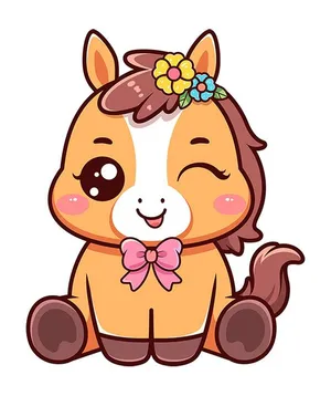 Linh Vật Ngựa Tết Dễ Thương - Hình Minh Họa Vector EPS