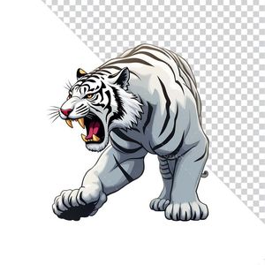 Hình ảnh chú hổ màu trắng dũng mãnh file PNG mẫu CR1050