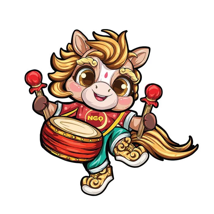 Linh Vật Ngựa Tết Nguyên Đán Dễ Thương - Hình Minh Họa Vector EPS