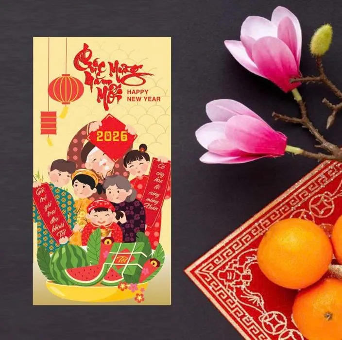 Bao Lì Xì Tết 2026 Phong Cách Gia Đình Sum Vầy - File CDR Độc Đáo