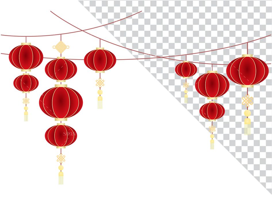 Hình ảnh dây đèn lồng trang trí ngày lễ tết file PNG mẫu CR576