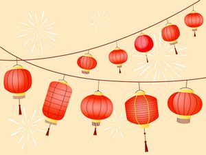 Hình ảnh dây đèn lồng màu đỏ trang trí lễ hội tết file vector mẫu CR310