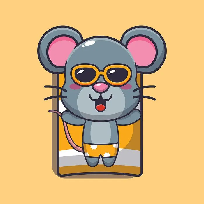 Chuột Hoạt Hình Đeo Kính Râm EPS - Vector Dễ Thương Biển Hè