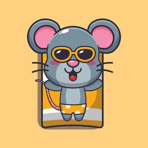 Chuột Hoạt Hình Đeo Kính Râm EPS - Vector Dễ Thương Biển Hè