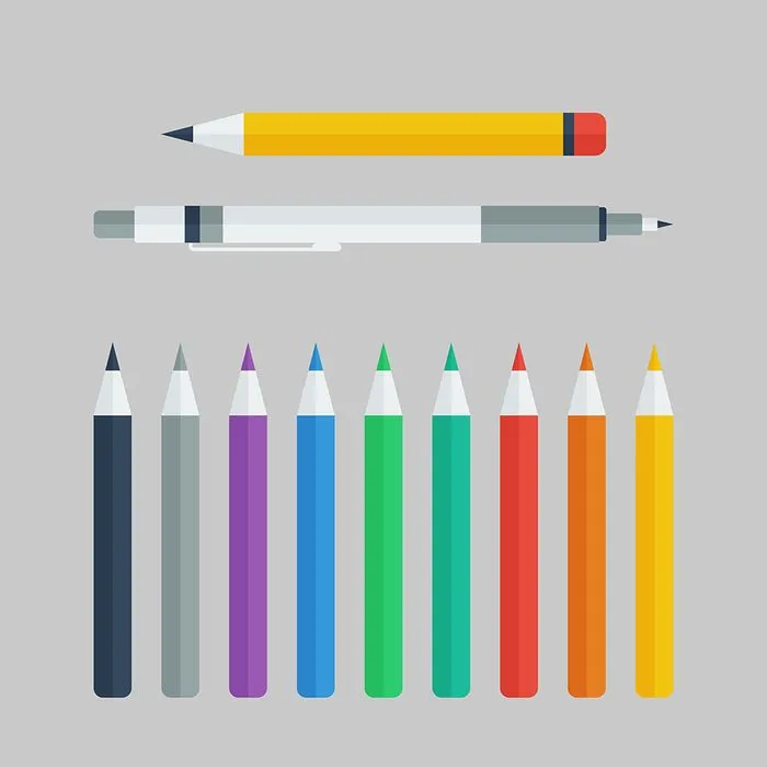 Bộ sưu tập bút chì nhiều màu sắc file vector mẫu HH98