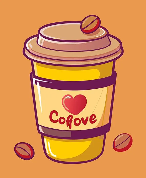 Hình minh họa cốc cafe file vector mẫu KS838