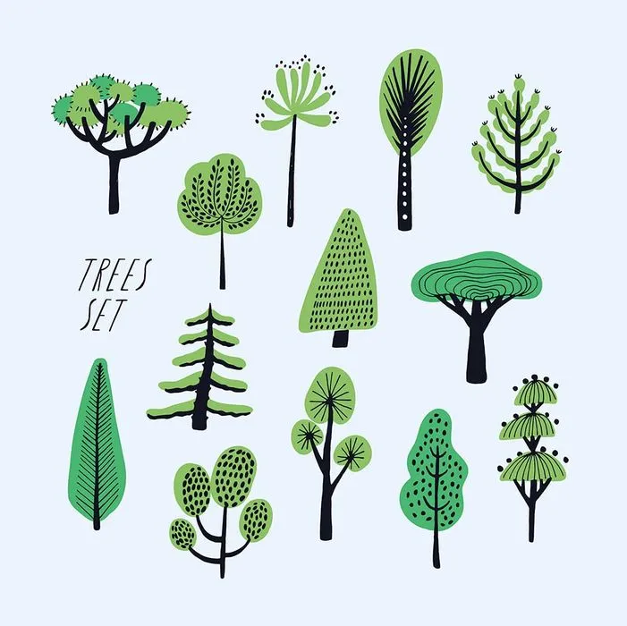 Bộ sưu tập cây xanh file vector mẫu KK17