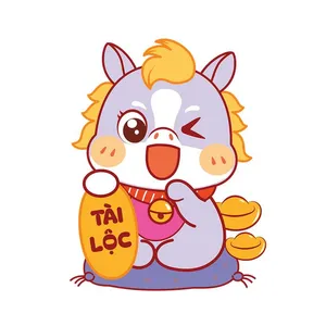 Linh Vật Ngựa Tết Tài Lộc - Hình Minh Họa Vector Dễ Thương (EPS)