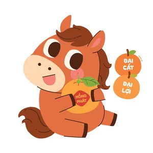 Ngựa Linh Vật Tết Nguyên Đán Dễ Thương - Vector EPS Chất Lượng Cao