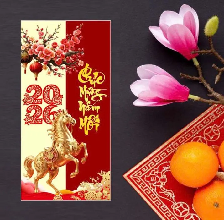 Lì xì Tết 2026 Hình Ngựa Vàng - File Thiết Kế CDR Độc Đáo