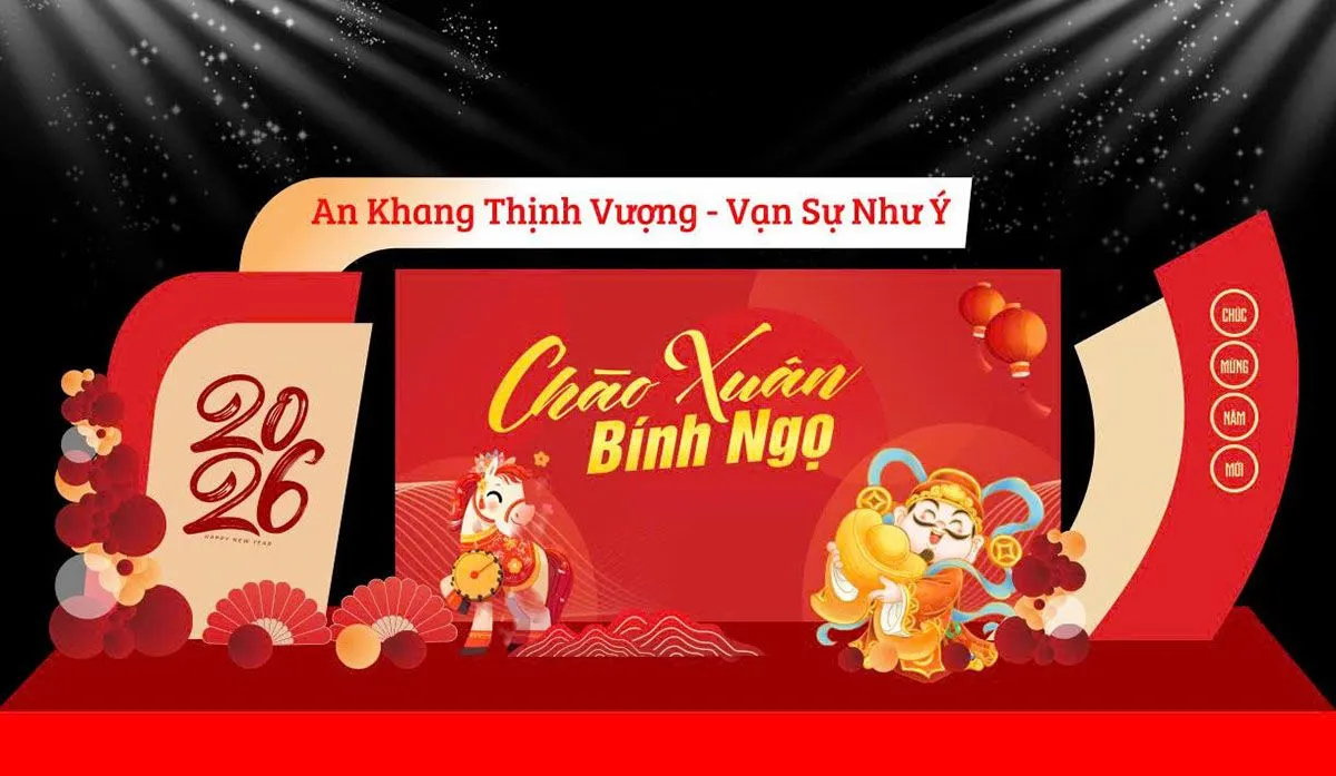 Backdrop Tết 2026 Bính Ngọ Vector - An Khang Thịnh Vượng