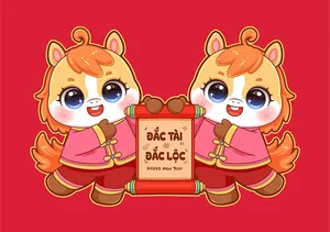 Linh Vật Ngựa Tết 2026 Minh Họa Chúc Mừng Năm Mới Vector EPS