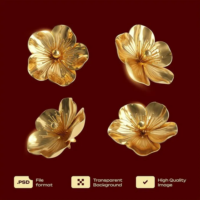 Hoa Mai Vàng Trang Trí Tết PSD - Hình Minh Họa Cao Cấp