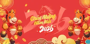 Banner Tết 2026 Chúc Mừng Năm Mới - Thiết Kế Phong Cách Hoạt Hình
