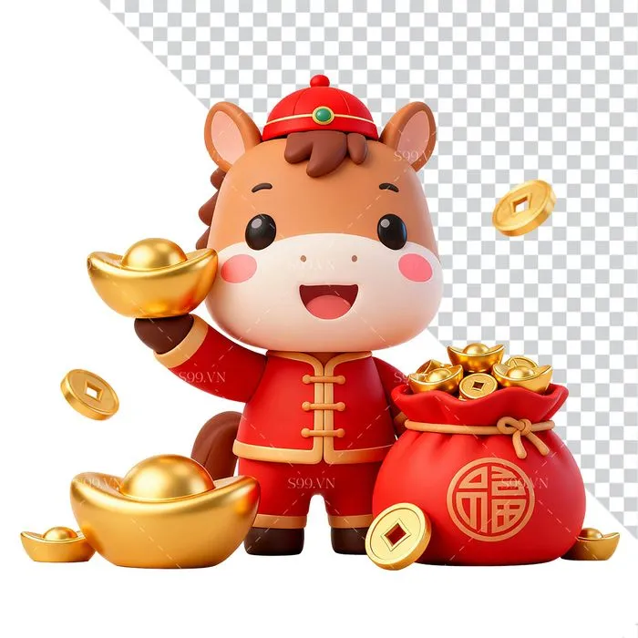 Tết Giáp Thìn Linh Vật Ngựa Hoạt Hình Dễ Thương - Hình Minh Họa PNG