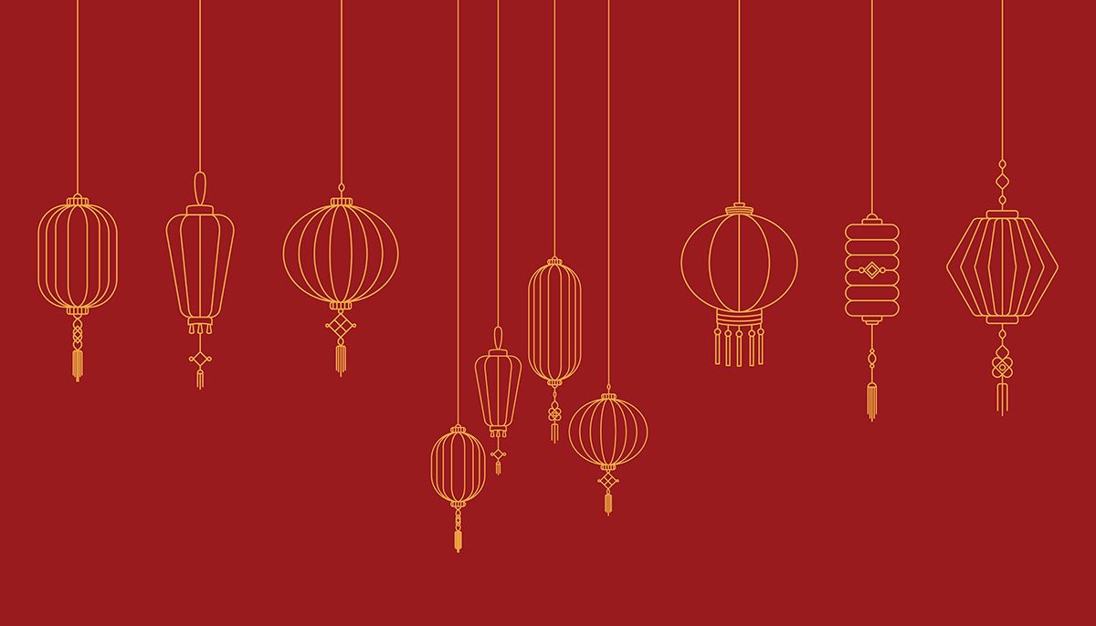 Hình ảnh đèn lồng màu đỏ trang trí ngày lễ tết file vector mẫu CR357