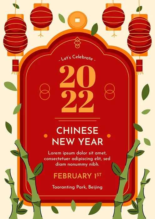 Poster Tết Nguyên Đán 2022 Đỏ Vàng - Mẫu Thiết Kế Vector EPS Độc Đáo