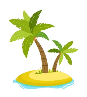 Hình ảnh cây dừa trên đảo file vector mẫu KS633