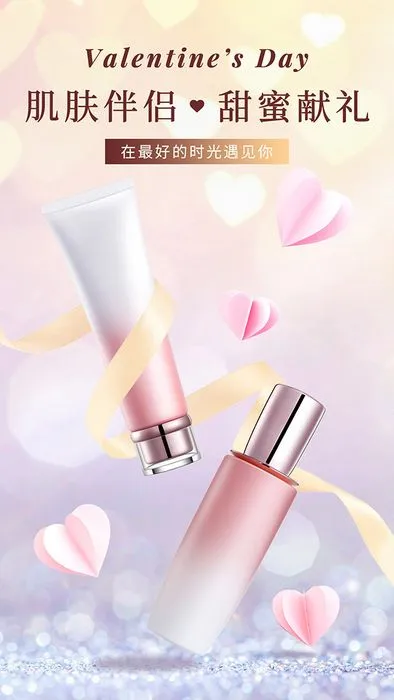 Poster Mỹ Phẩm Valentine Lãng Mạn – File PSD Chỉnh Sửa Dễ Dàng