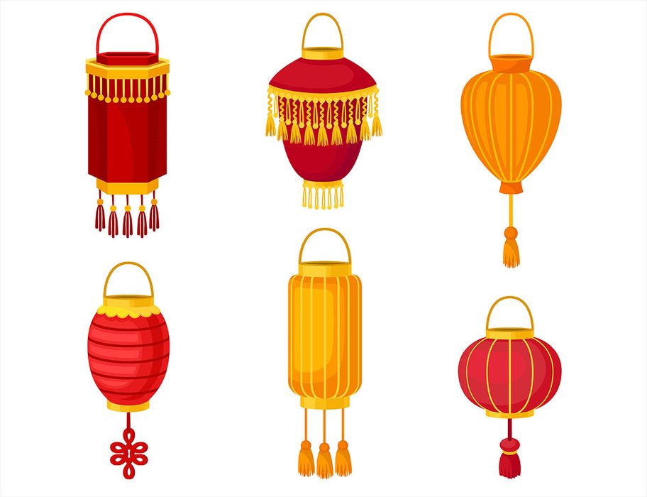 Bộ sưu tập đèn lồng nhiều hình dạng file vector mẫu CR448
