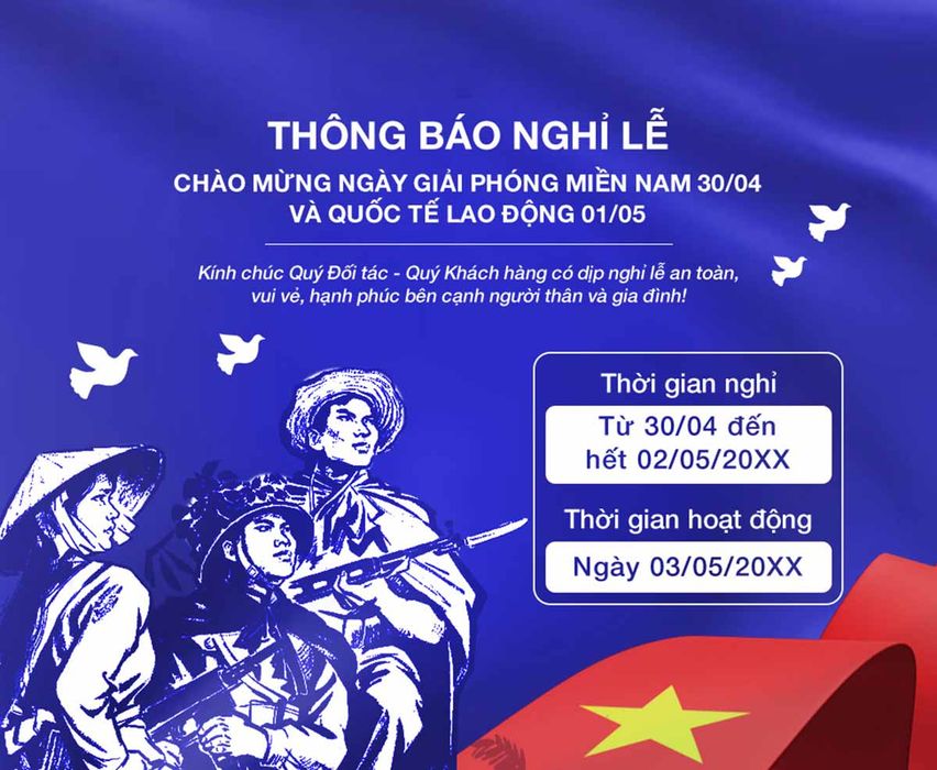 Banner chào mừng ngày lễ 30/4-1/5 file PSD mẫu CR1416