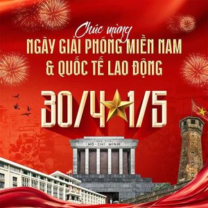 Poster chào mừng ngày đại lễ 30-4 1-5 file PSD mẫu CR1034