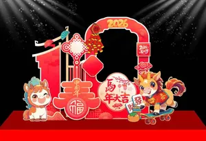 Backdrop Tết 2026 Phong Cách Hoạt Hình Dễ Thương