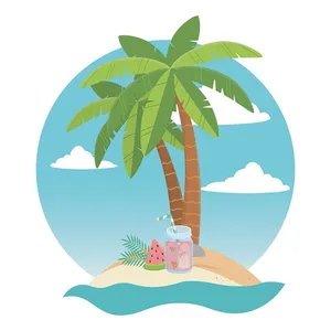 Hình ảnh cây dừa trên đảo file vector mẫu KS685