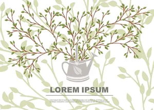 Cành Lá Xanh Tươi Trong Bình Tưới - Minh Họa Vector EPS Độc Đáo