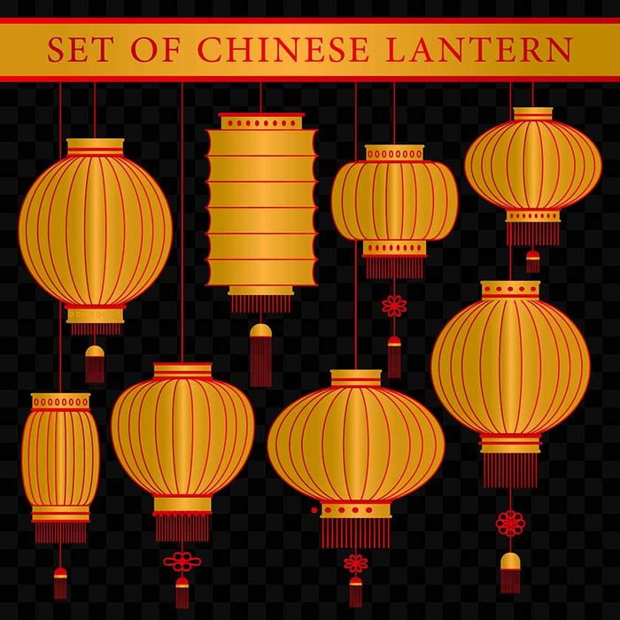 Hình ảnh đèn lồng trang trí lễ hội tết file vector mẫu CR316